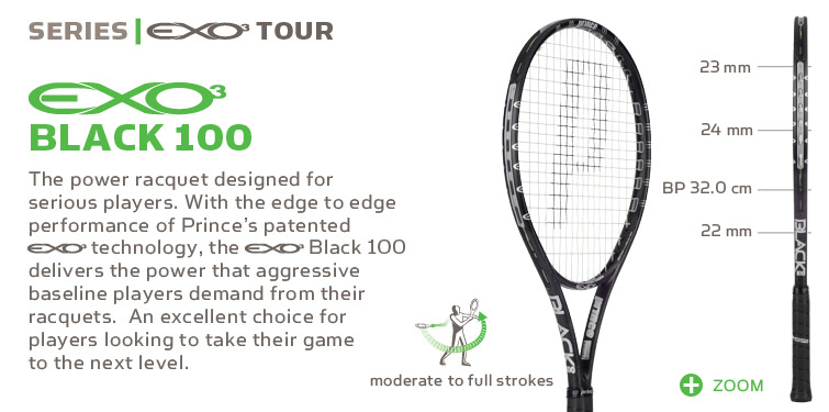 Теннисные ракетки Prince EXO-3 BLACK 100
